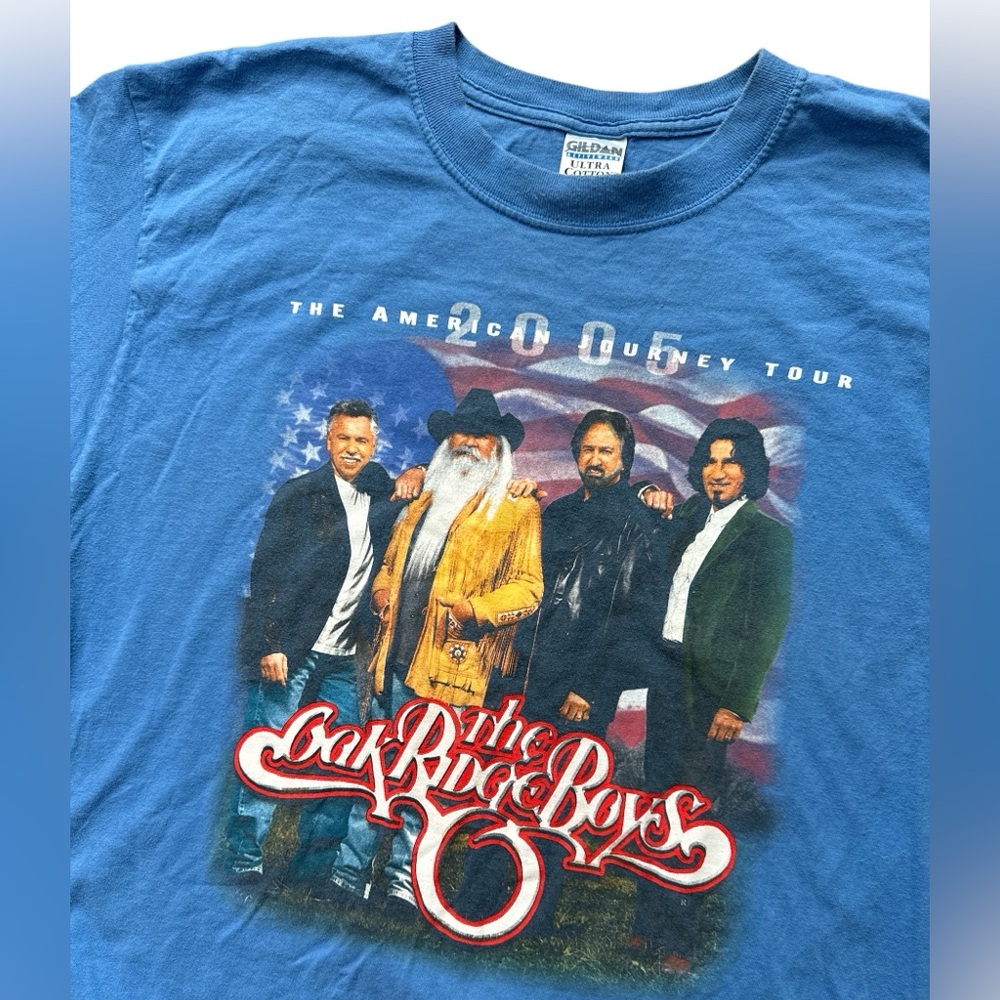 Y2K The Oak Ridge Boys Men’s Blue T Shirt Size L The American Journey Tour 2005